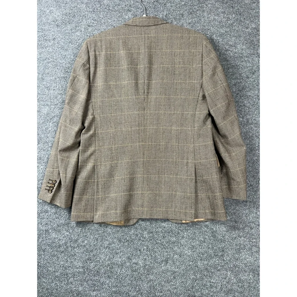 Banana Republic Blazer Mens 38S Tan Brown Wool Glen Plaid Sport Coat Old Money